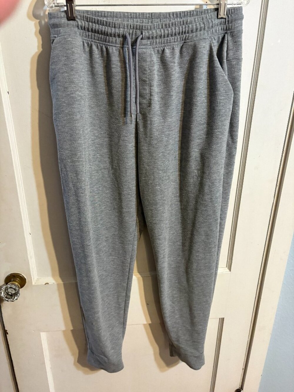 sweatpants men's size 36/38 tapered drawstring elastic waist gray